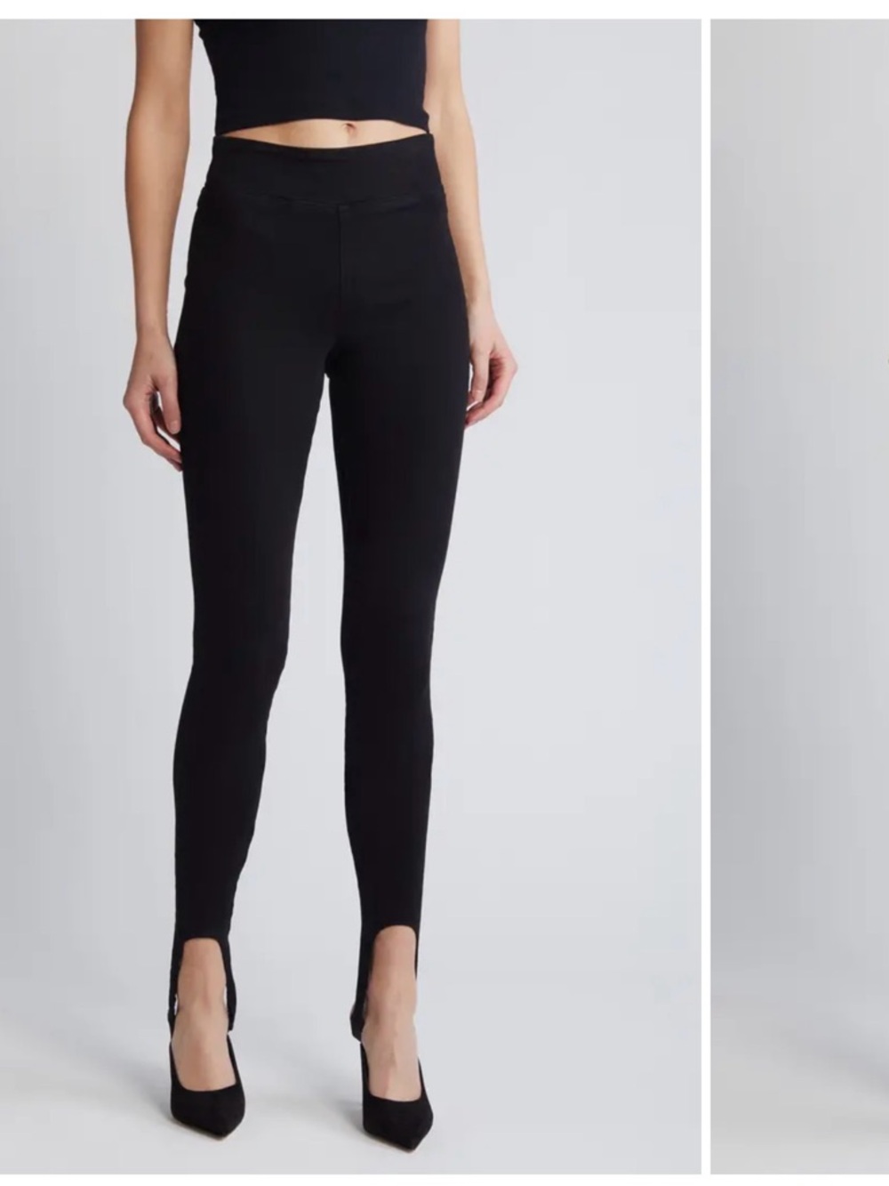 Black High-Waist Stirrup Leggings - Women